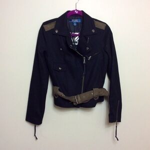 Millard Fillmore black wool Moto jacket. Medium